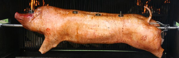 Ganze Sau am Spieß